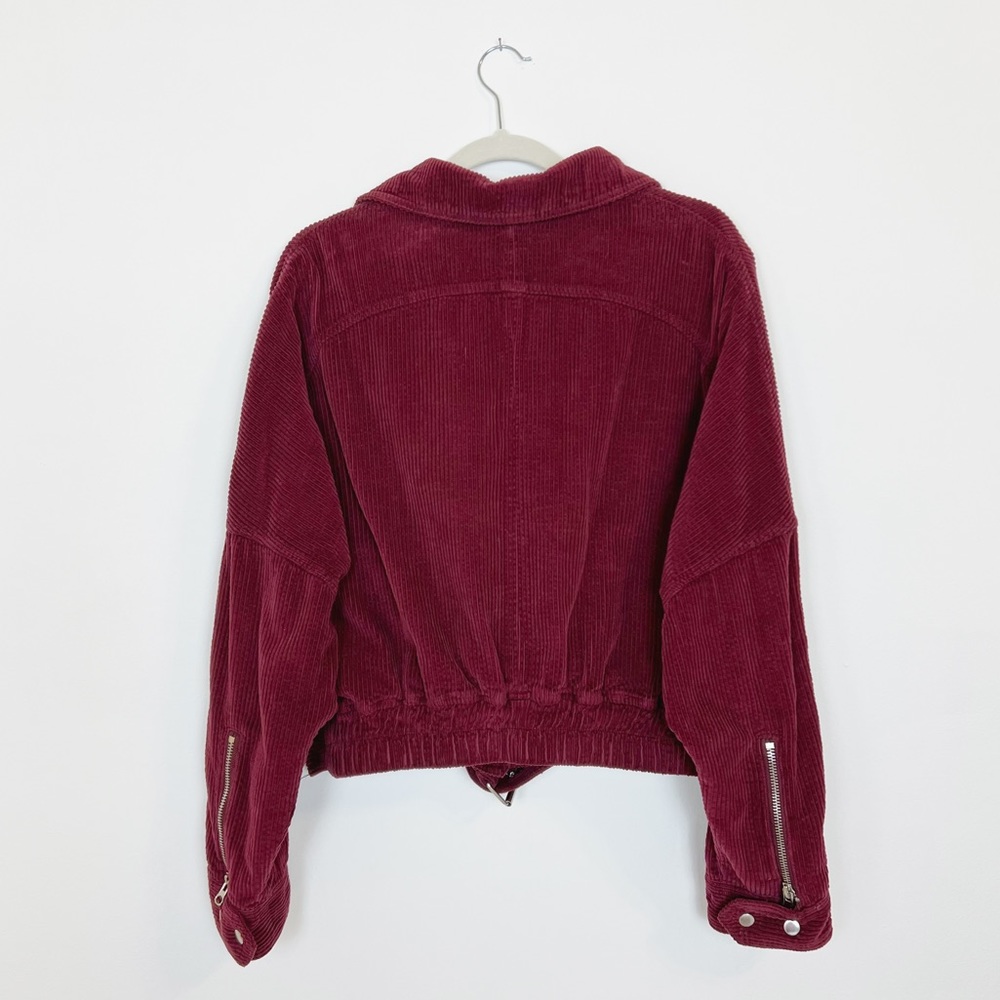 Free People Dolman Corduroy Moto Jacket Asymmetrical Zipper Coat Boho Size M - Picture 6 of 13